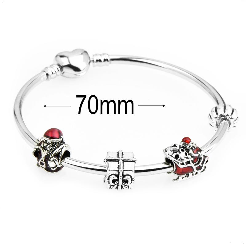 diameter 70 mm European Beads Bangle with heart buckle For Christmas