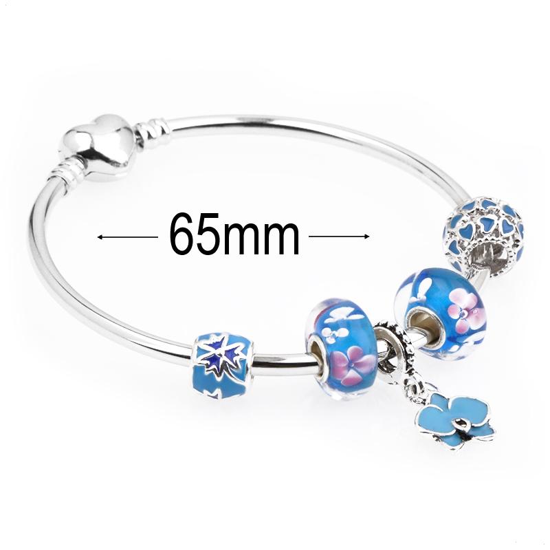 diameter 65 mm European Beads Bangle with heart buckle