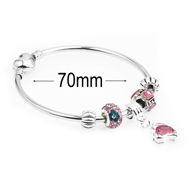 diameter 70 mm European Beads Bangle with heart buckle