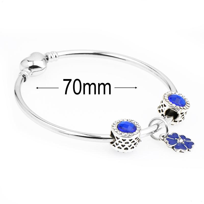 diameter 70 mm European Beads Bangle with heart buckle