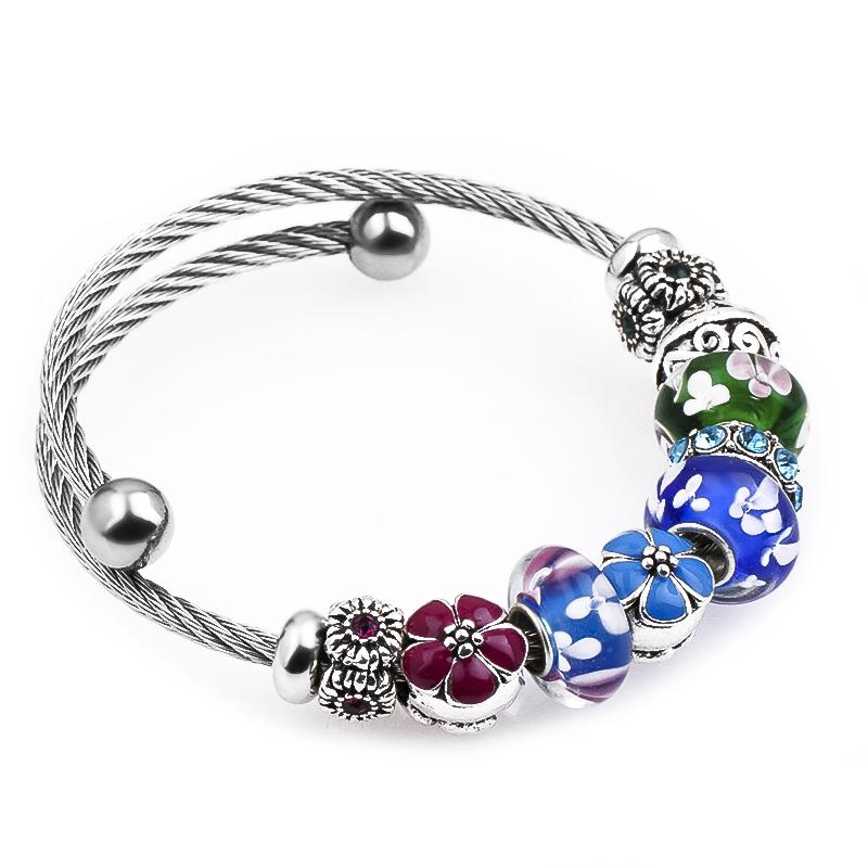 Adjustable Stainless steel European Beads Bracelets