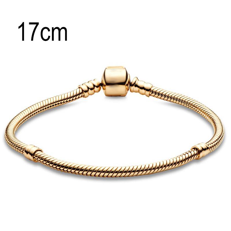 17 CM Golden European Big Hole Beads Snake bone chain Basic Bracelets