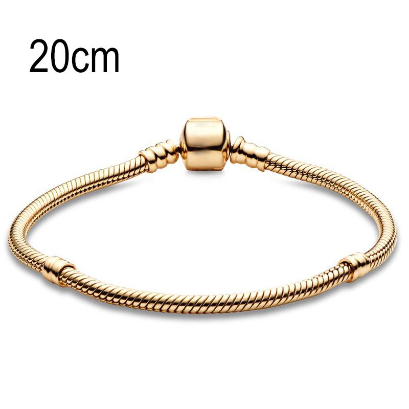 20 CM Golden European Big Hole Beads Snake bone chain Basic Bracelets