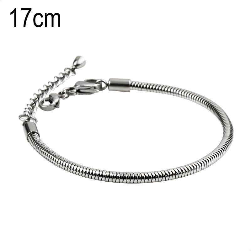 17 CM Stainless steel Stainless steel European Beads bracelets with Lobster clasp