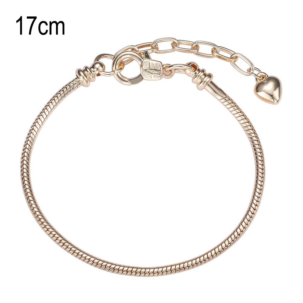 17 CM Copper Golden European Beads bracelets with Lobster clasp