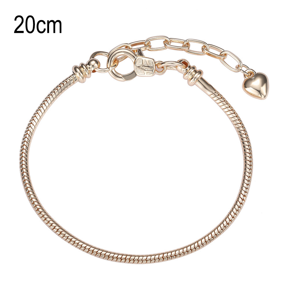 20 CM Copper Golden European Beads bracelets with Lobster clasp
