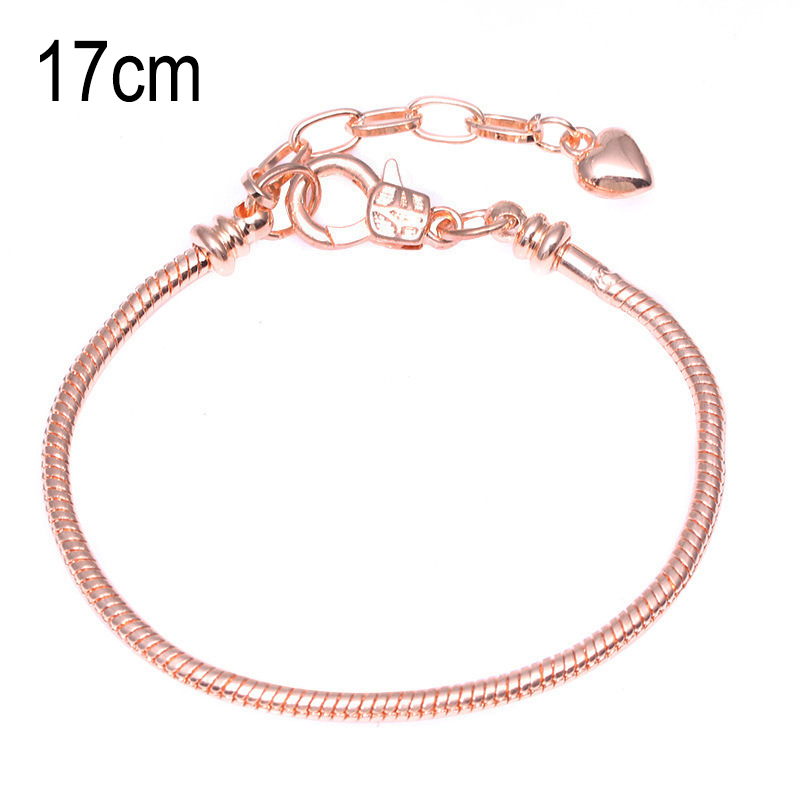 17 CM Copper Rose Golden European Beads bracelets with Lobster clasp