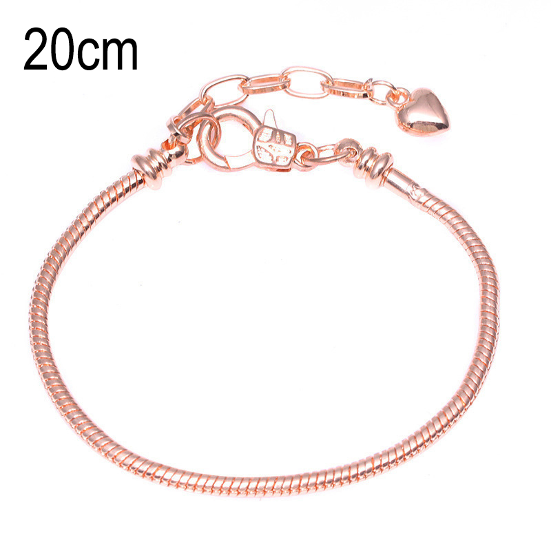 20 CM Copper Rose Golden European Beads bracelets with Lobster clasp