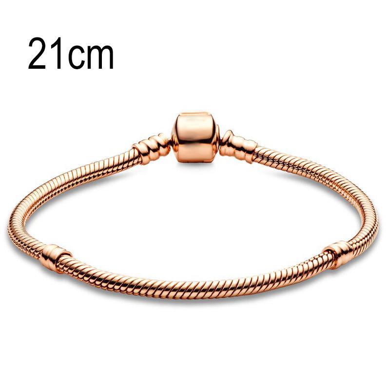 21 CM Rose Golden European Big Hole Beads Snake bone chain Basic Bracelets