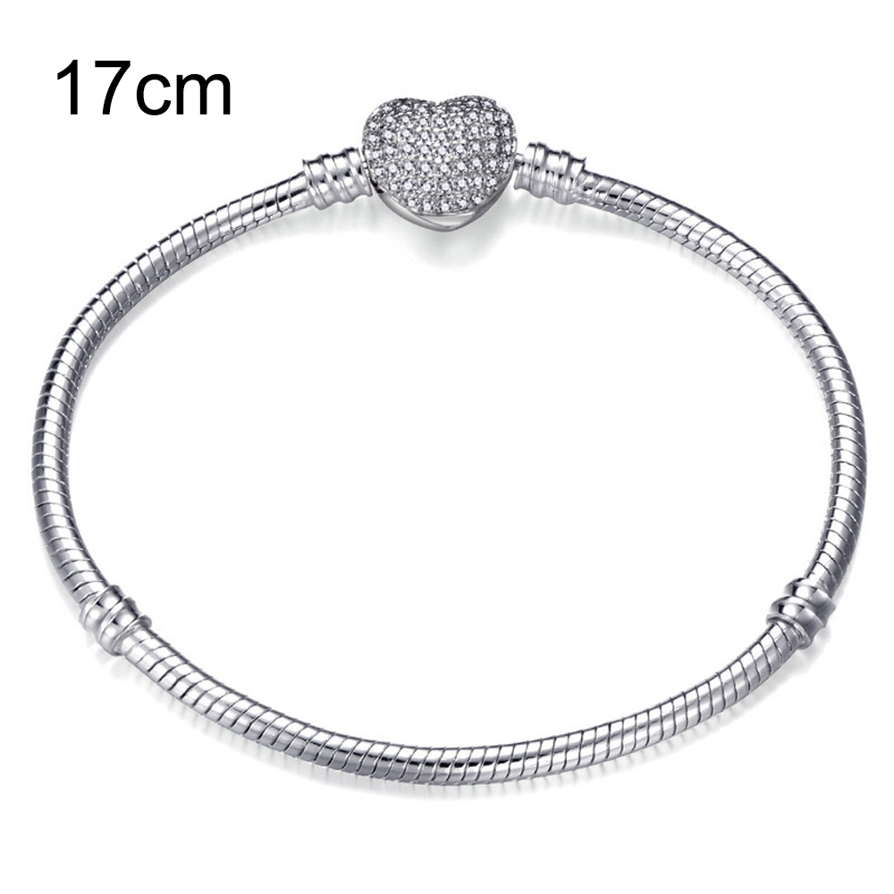 17 CM Copper European Beads bracelets with Heart clasp