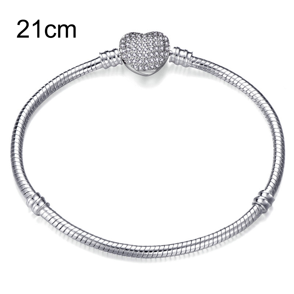 21 CM Copper European Beads bracelets with Heart clasp