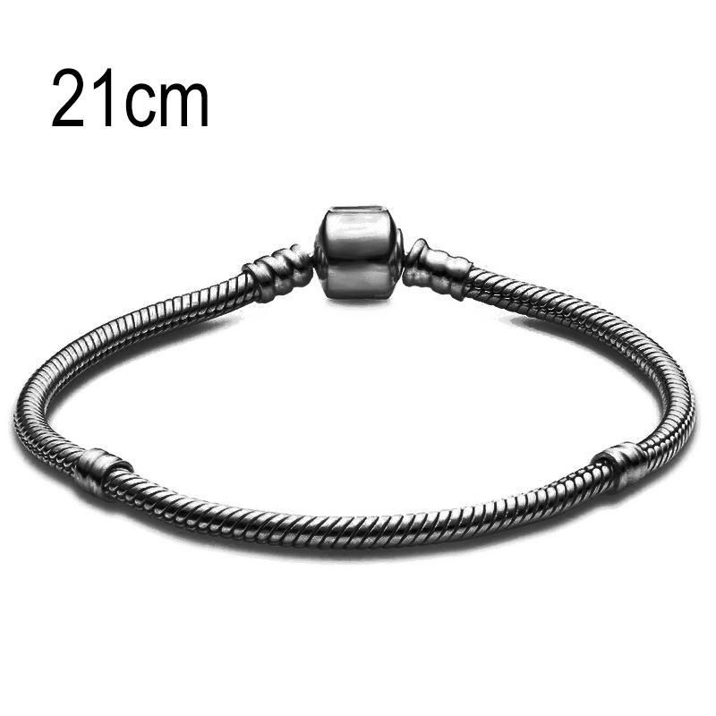 21 CM Black European Big Hole Beads Snake bone chain Basic Bracelets