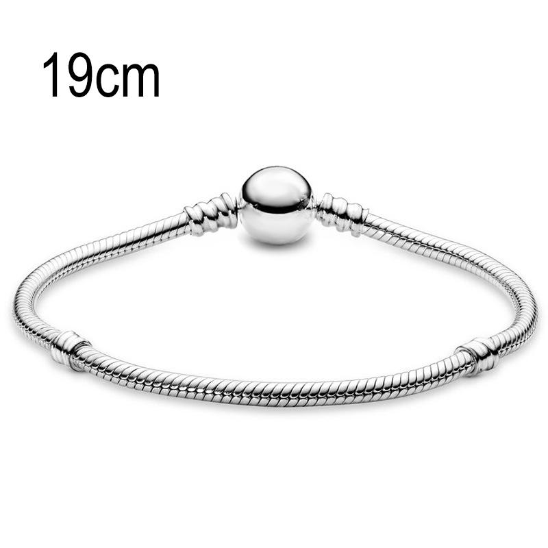 19 CM European Big Hole Beads Snake bone chain Basic Bracelets With Ball Clasp