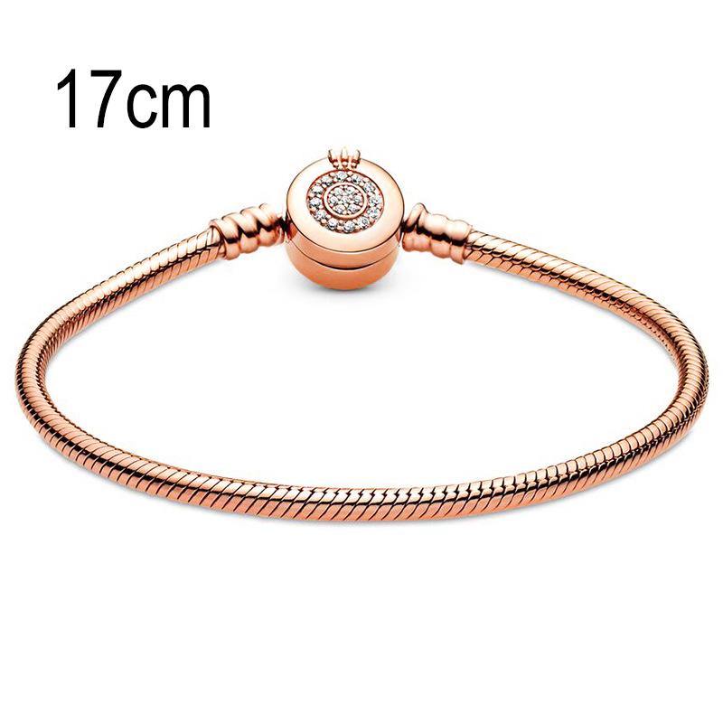 17 CM Rose Golden European Big Hole Beads Snake bone chain Basic Bracelets