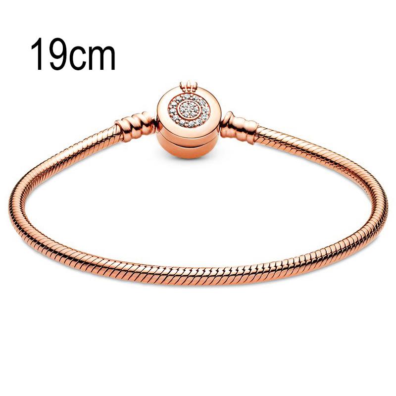19 CM Rose Golden European Big Hole Beads Snake bone chain Basic Bracelets