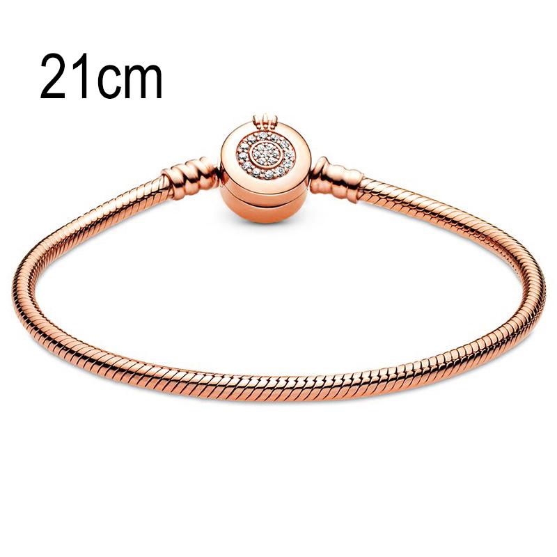 21 CM Rose Golden European Big Hole Beads Snake bone chain Basic Bracelets