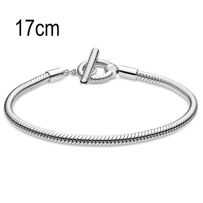 17 CM European Big Hole Beads Snake bone chain Basic OT Clasp Bracelets