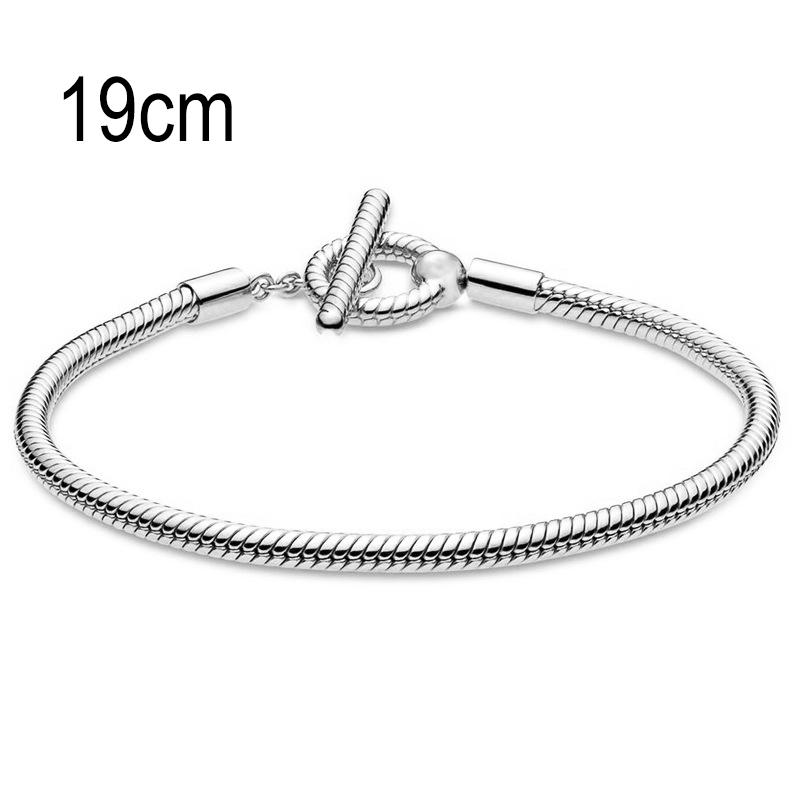 19 CM European Big Hole Beads Snake bone chain Basic OT Clasp Bracelets