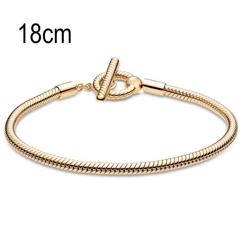 18 CM Golden European Big Hole Beads Snake bone chain Basic OT Clasp Bracelets