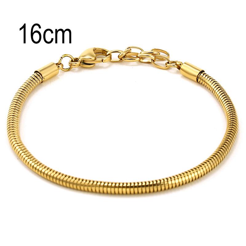16 CM Golden Stainless Steel European Big Hole Beads Snake bone chain Lobster Clasp Basic Bracelet