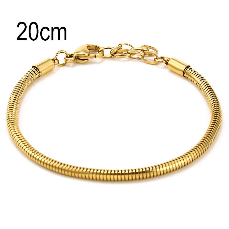 20 CM Golden Stainless Steel European Big Hole Beads Snake bone chain Lobster Clasp Basic Bracelet