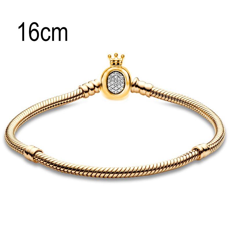 16 CM Golden European Big Hole Beads Snake bone chain Crown Clasp Basic Bracelet