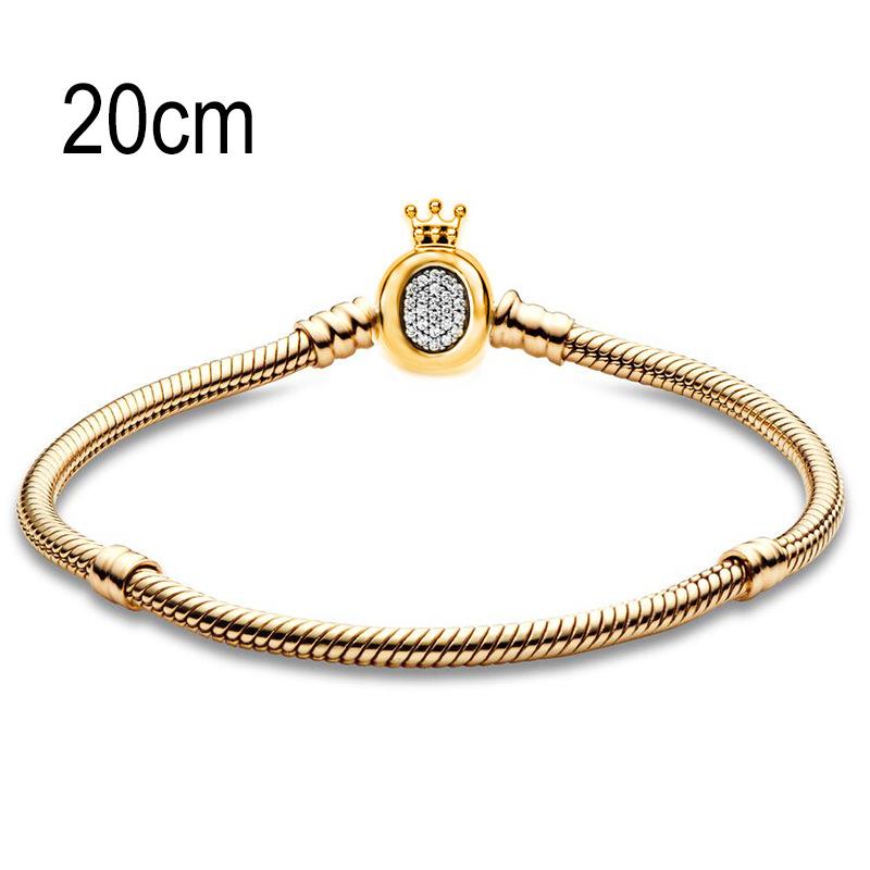20 CM Golden European Big Hole Beads Snake bone chain Crown Clasp Basic Bracelet