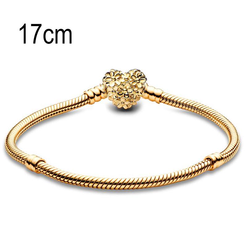 17 CM Golden European Big Hole Beads Snake bone chain Basic Bracelet