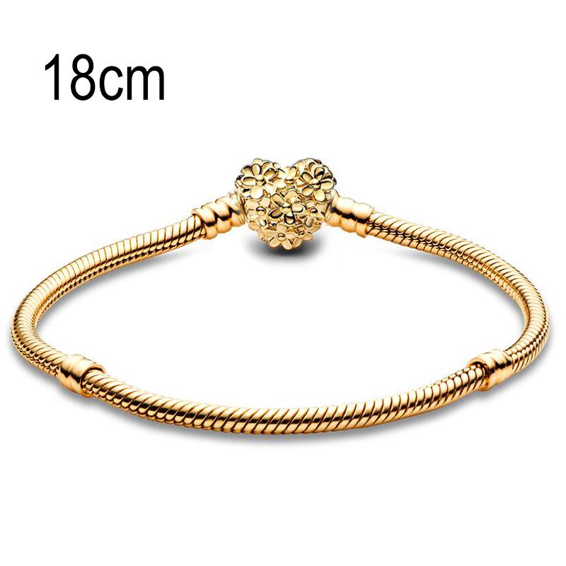 18 CM Golden European Big Hole Beads Snake bone chain Basic Bracelet