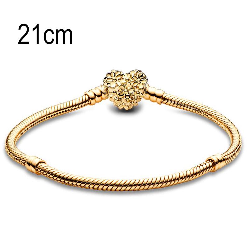 21 CM Golden European Big Hole Beads Snake bone chain Basic Bracelet