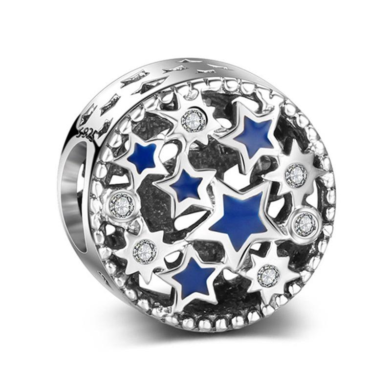 MOQ 2 pcs Blue Starry Sky Big Hole European Beads or Charms 45 Styles To Choose