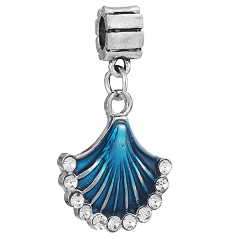 MOQ 2 pcs Blue Pansy Big Hole European Beads or Charms 45 Styles To Choose