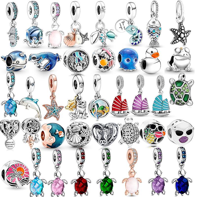 MOQ 2 pcs Frog Sea Animals Big Hole European Beads or Charms 45 Styles To Choose