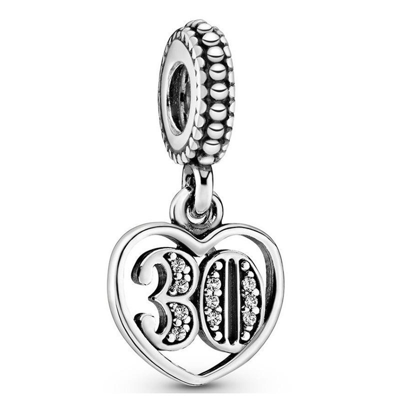 MOQ 2 pcs Romantic Love Tag Numbers Big Hole European Beads or Charms 45 Styles To Choose