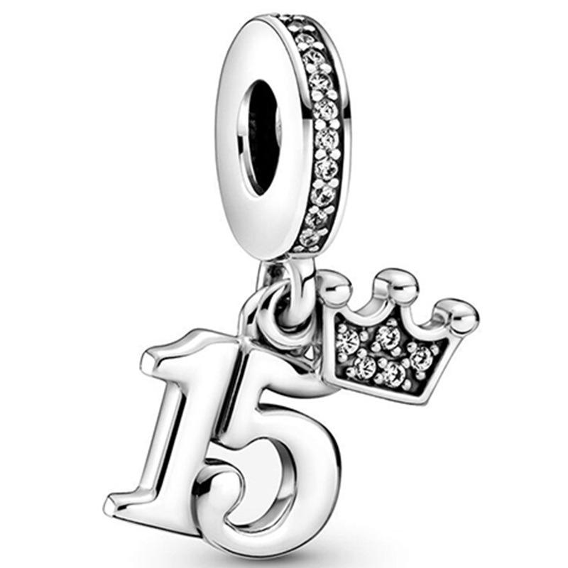 MOQ 2 pcs Romantic Love Tag Numbers Big Hole European Beads or Charms 45 Styles To Choose