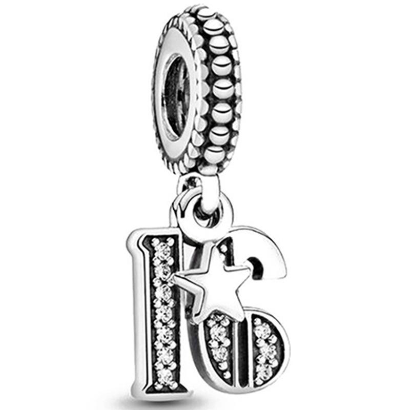 MOQ 2 pcs Romantic Love Tag Numbers Big Hole European Beads or Charms 45 Styles To Choose