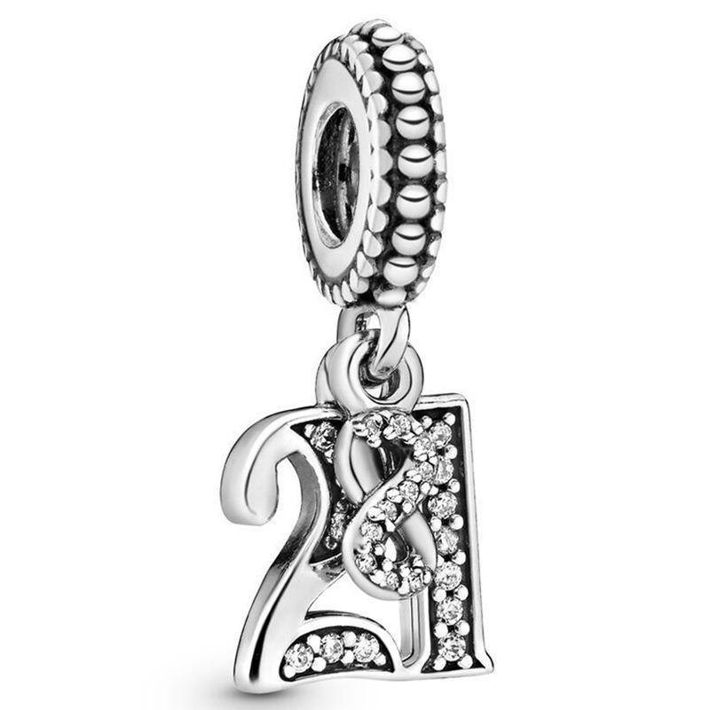MOQ 2 pcs Romantic Love Tag Numbers Big Hole European Beads or Charms 45 Styles To Choose