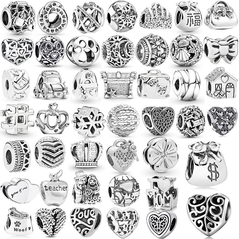 MOQ 2 pcs Hollow Heart Big Hole European Beads or Charms 45 Styles To Choose