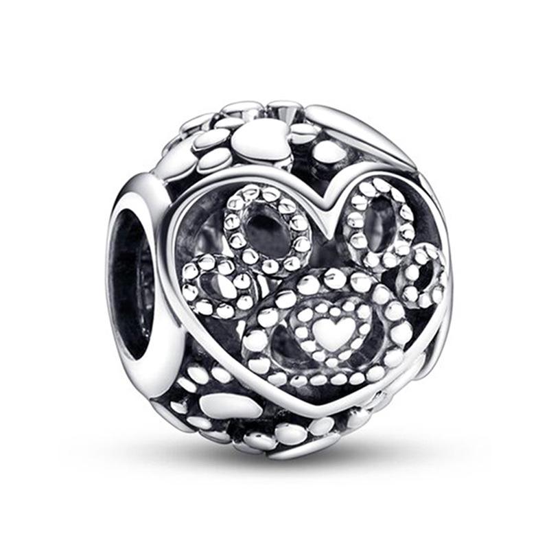 MOQ 2 pcs Hollow Heart Big Hole European Beads or Charms 45 Styles To Choose