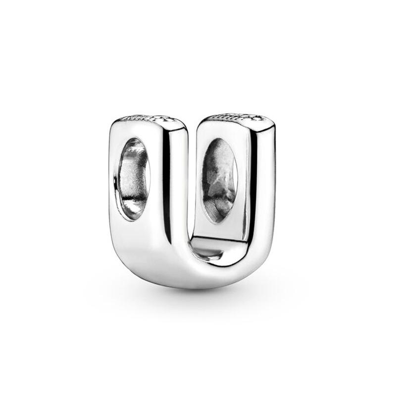 MOQ 2 pcs Big Hole European Beads U in the 26 letters
