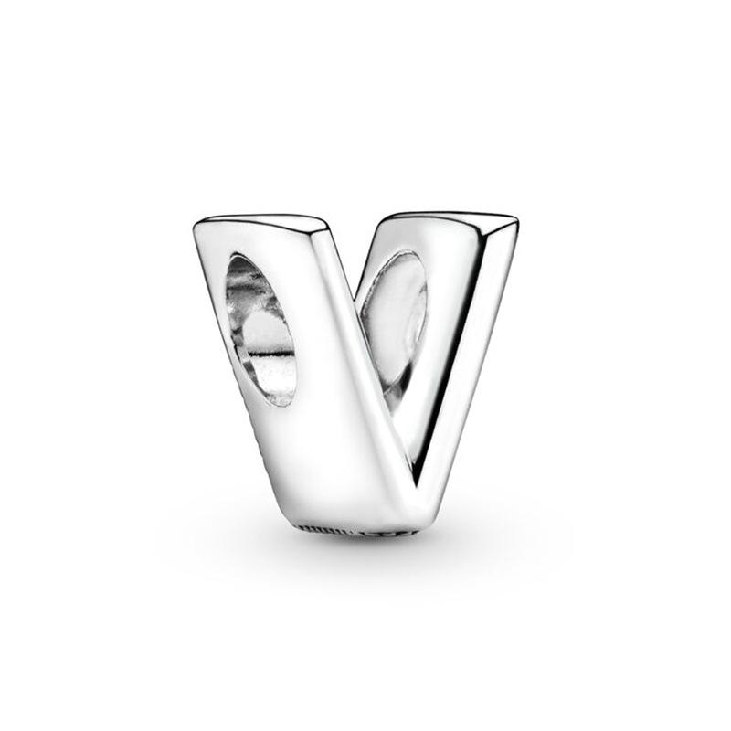 MOQ 2 pcs Big Hole European Beads V in the 26 letters