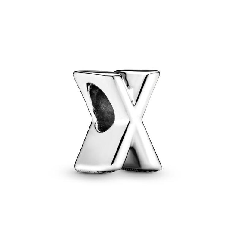 MOQ 2 pcs Big Hole European Beads X in the 26 letters