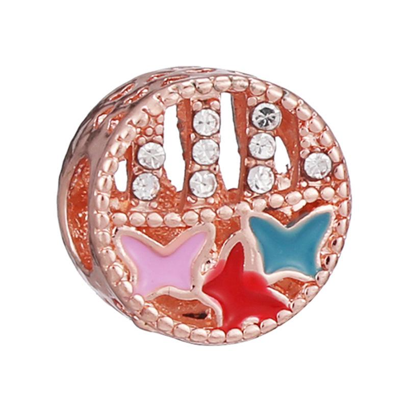 MOQ 2 pcs Rose Golden Big Hole European Beads or Charms 45 Styles To Choose