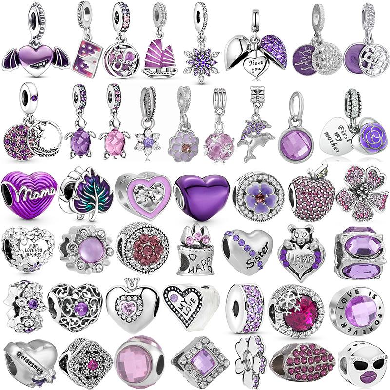 MOQ 2 pcs Purple Big Hole European Beads or Charms 45 Styles To Choose