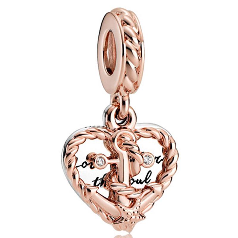 MOQ 2 pcs Rose Golden Big Hole European Beads or Charms 45 Styles To Choose