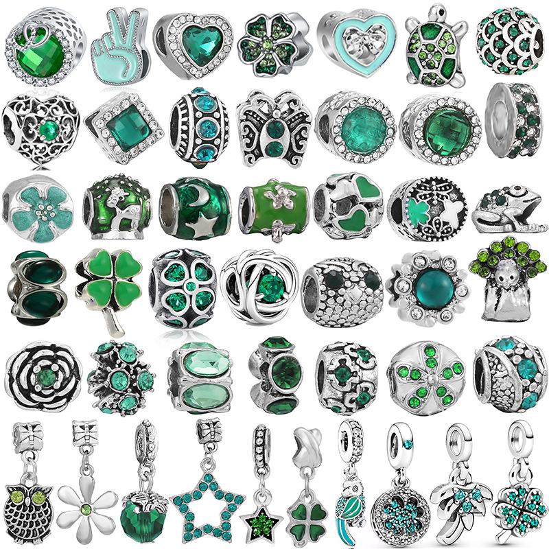 MOQ 2 pcs Green Big Hole European Beads or Charms 45 Styles To Choose