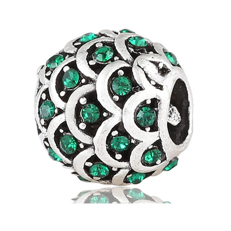 MOQ 2 pcs Green Big Hole European Beads or Charms 45 Styles To Choose