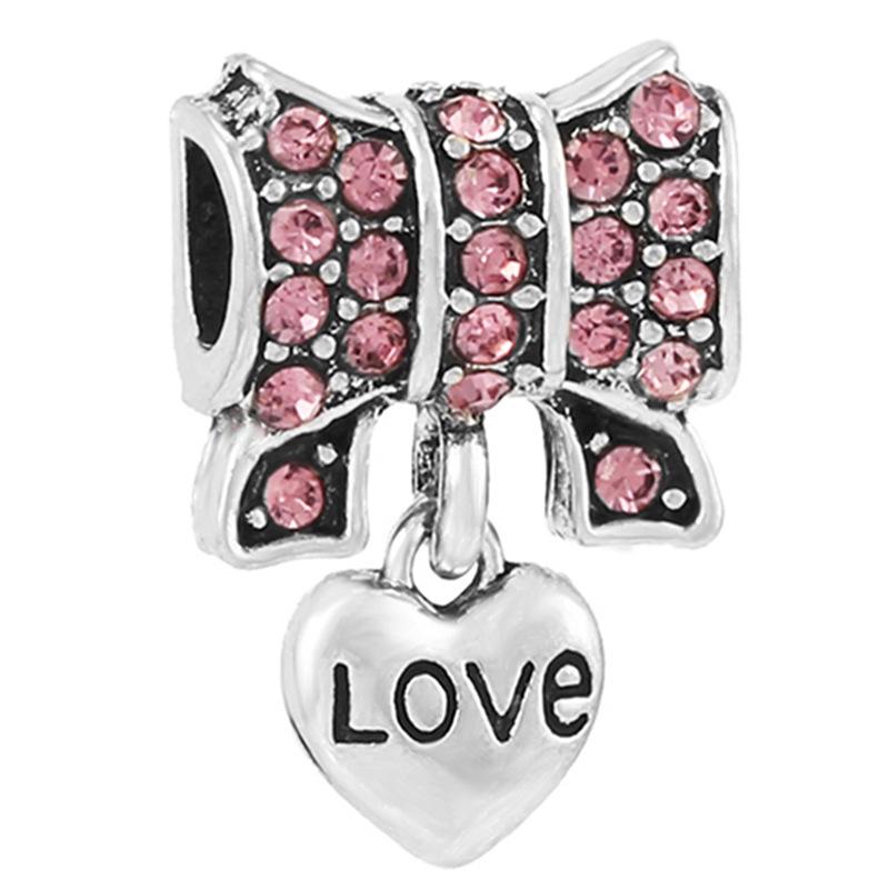 MOQ 2 pcs Pink Big Hole European Beads or Charms 36 Styles To Choose