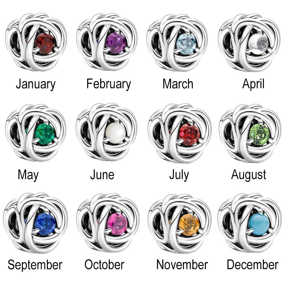 MOQ 2 pcs Dark red January Month Birthstone Big Hole European Beads