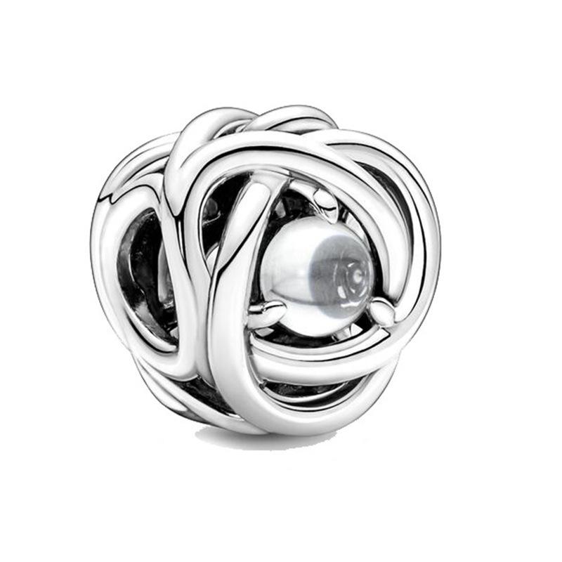 MOQ 2 pcs Clear Color April Month Birthstone Big Hole European Beads